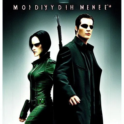 Prompt: movie poster for the matrix starring henry caville, Don Cheadle and eva green