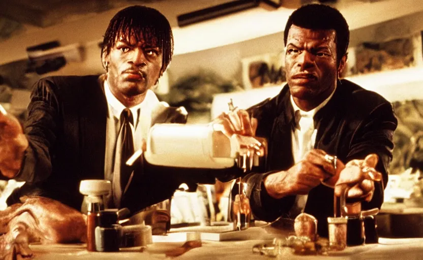 Image similar to film still of Pulp Fiction, high resolution, 4k, 8k, hd, full color