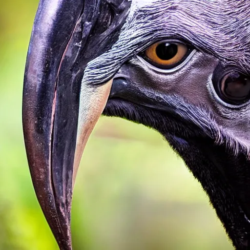 Prompt: close up of a cassowary phorusrhacos nature photography