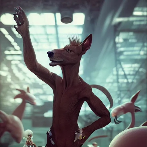 Image similar to getting fired from your job by your boss that is a humanoid greyhound, sharp focus, fiction, hyper detailed, digital art, trending in artstation, cinematic lighting, studio quality, smooth render, unreal engine 5 rendered, octane rendered, art style and nixeu and wlop and krenz cushart