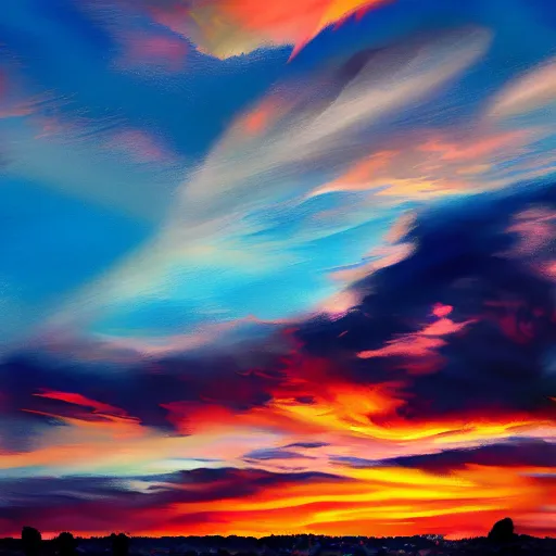 Prompt: a vivid sky at sunset, shot in the sky, loots of clouds, digital art, trending on artstation, by sarah jane brown