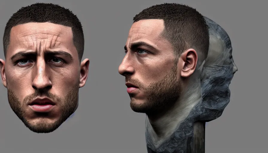 Prompt: hand paited bust of eden hazard, hyperdetailed, artstation, cgsociety, 8 k