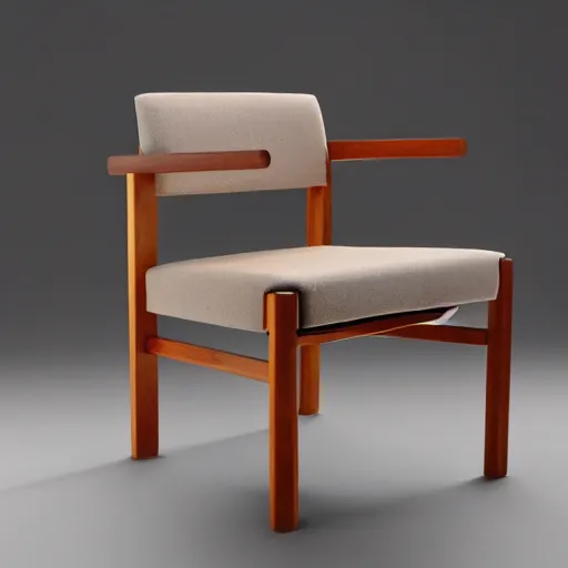 Image similar to midcentury modern wooden chair in the style of mies van der rough high end photoshoot