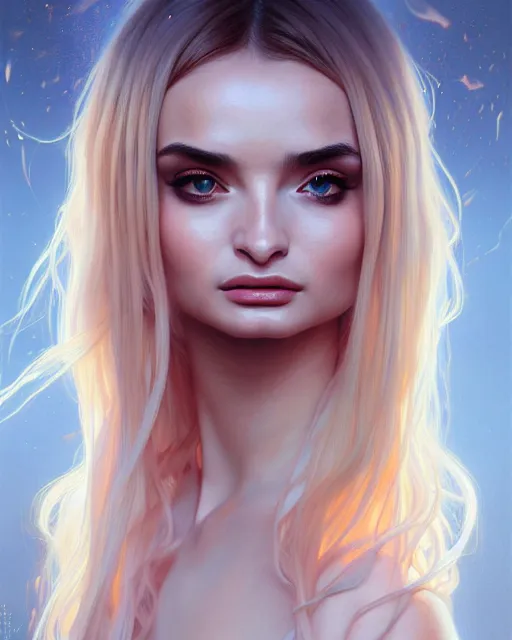 Prompt: beautiful kim petras, perspective, portrait, fantasy, ultra detailed, elegant, intricate, dynamic lighting, hyperrealism, digital art, digital painting, artstation, wlop, sharp focus, illustration, art by artgerm and greg rutkowski and alphonse mucha, 8 k