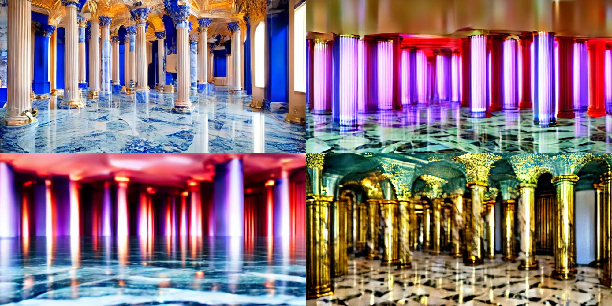 Image similar to Marble room with cobalt and gold pillars