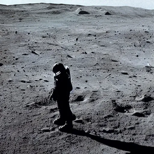 Prompt: keanu reeves standing alone on the moon, facing away from the camera with his hands behind his back, wearing a long black robe, looking at the earth in the distance. Hyper realistic, ultra high definition, dramatic, epic