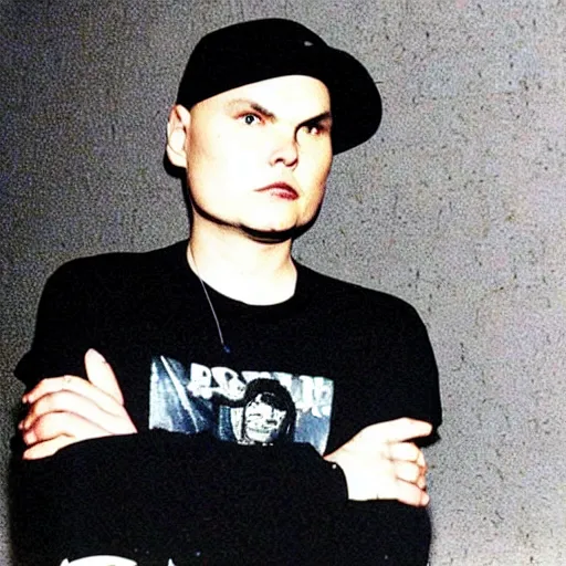 Dingy Tage af Logisk billy corgan wearing a black zero shirt, 1 9 9 6 rock | Stable Diffusion |  OpenArt