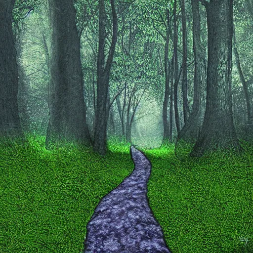 Prompt: path in the forest, digital art