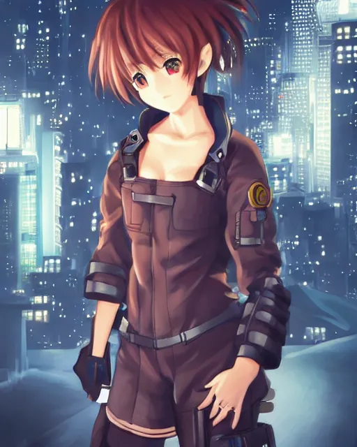 Image similar to full body portrait of anime girl in mechanic armor in night tokyo by makoto sinkai, perfect face, fine details