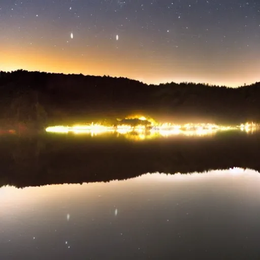 Prompt: night sky reflected in the water, landscape photo by national - geographic