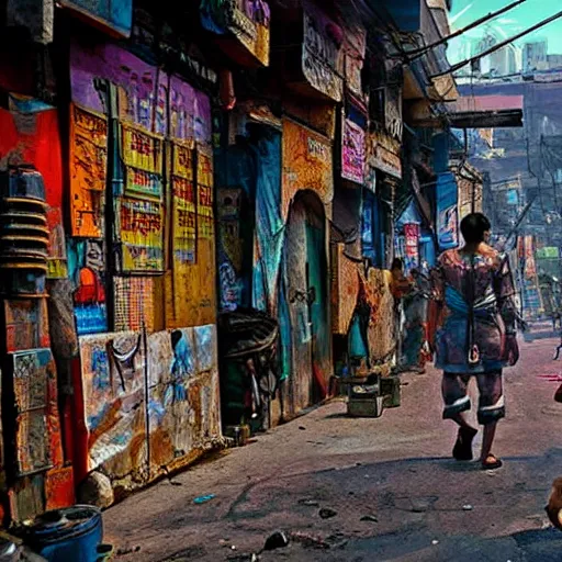 Image similar to cyberpunk indian street