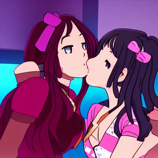 Image similar to athena asamiya and saori kido kissing date lesbian