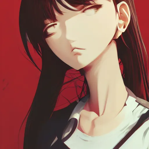 Image similar to shirt art, logo graphic design, manga style, realistic lighting, futuristic solid colors, made by ilya kuvshinov, sold on sukebannyc, from arknights, front portrait of a girl, elegant, shoulder eyes, jpop clothing, sneaker shoes, simple background