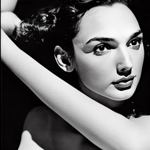 Image similar to photo of the beauty gal gadot, photo taken by edward steichen