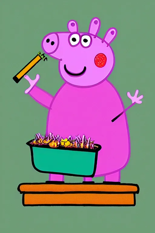 Image similar to Peppa Pig smoking marijuana