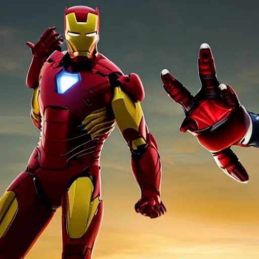 Image similar to wolverine versus iron man, 4k realistic photo