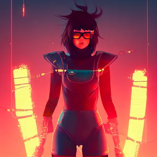 Image similar to a cyberpunk fire mage, by guweiz and wlop and ilya kuvshinov and artgerm and josan gonzalez, digital art