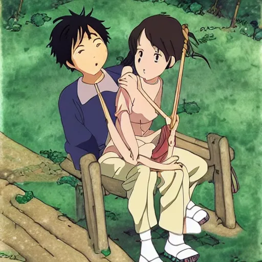 Image similar to love made by studio ghibli