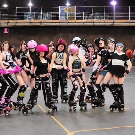 Prompt: roller derby riot grrl robots