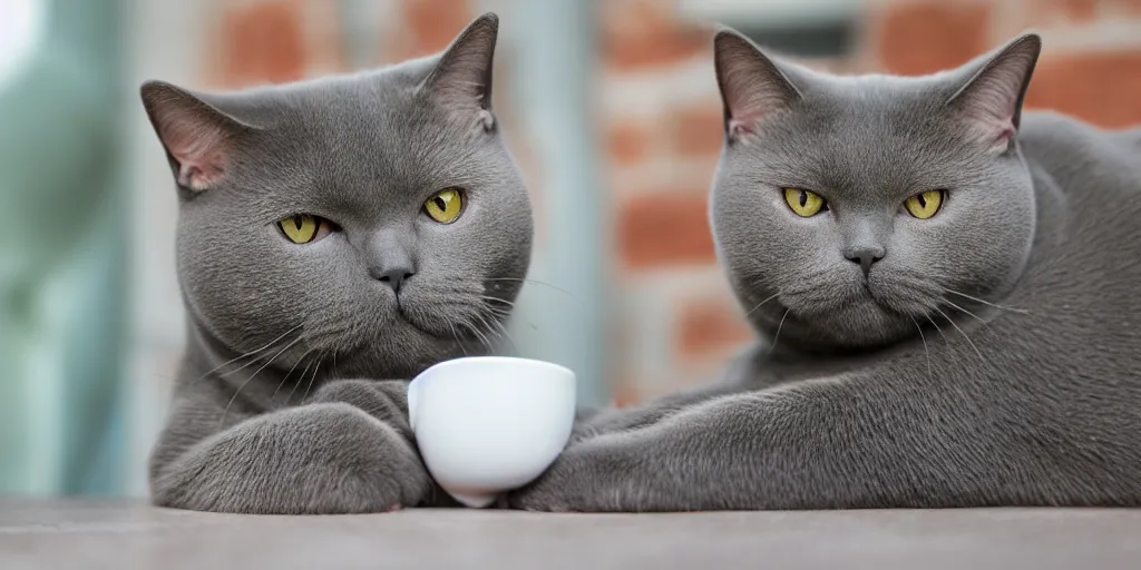 Image similar to britishshorthair cat drinking coffee