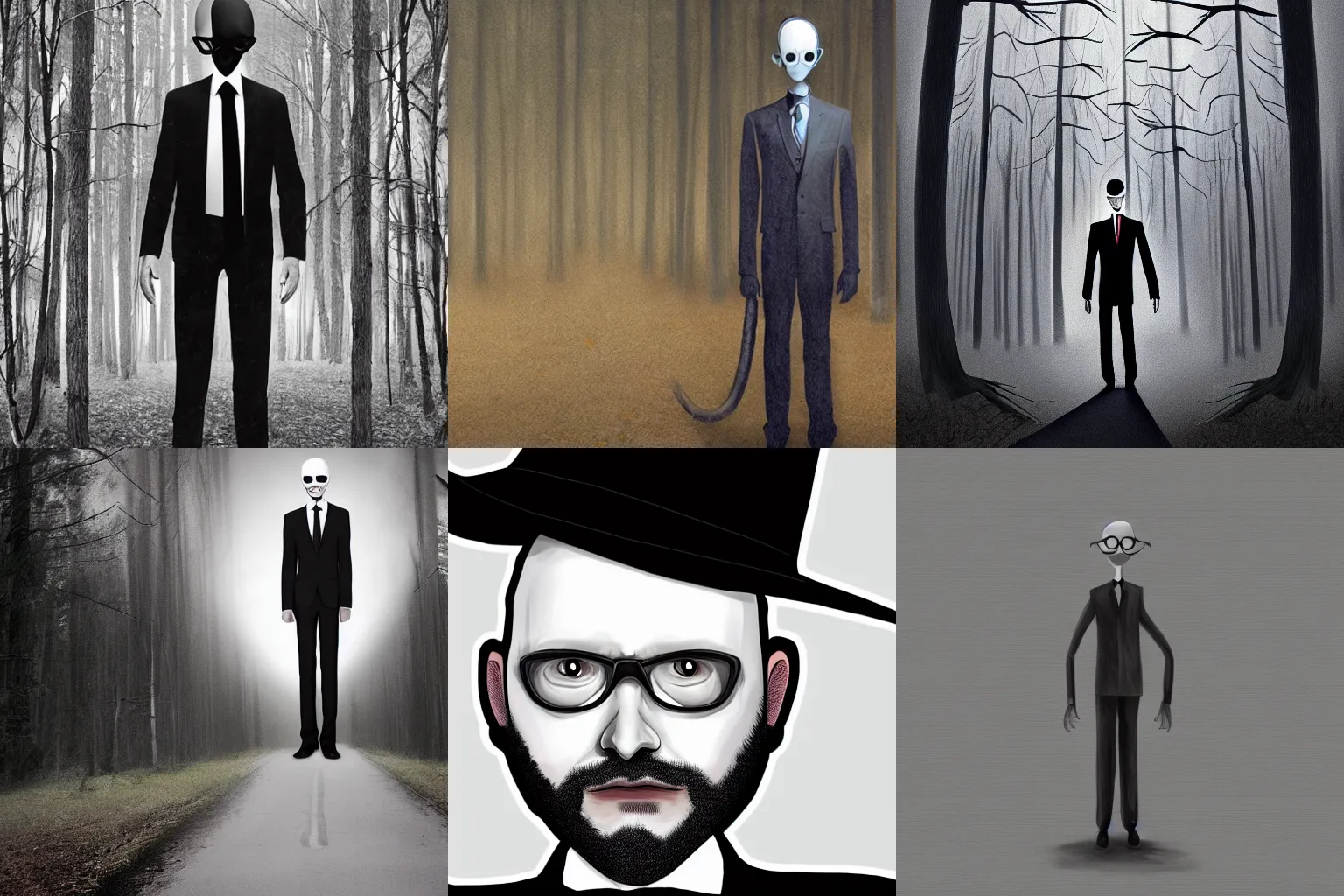 Prompt: Michael Vsauce as slenderman, digital art, wide view