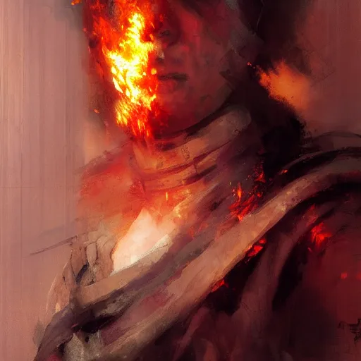 Prompt: the pyromancer by ruan jia, portrait