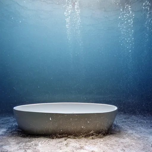 Image similar to photo of a bathtub with the surface of water visible in it. the whole scene is underwater