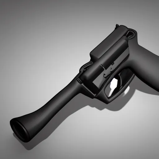 Image similar to a gun for people without hands, 3d render, 4k, ultra realistic