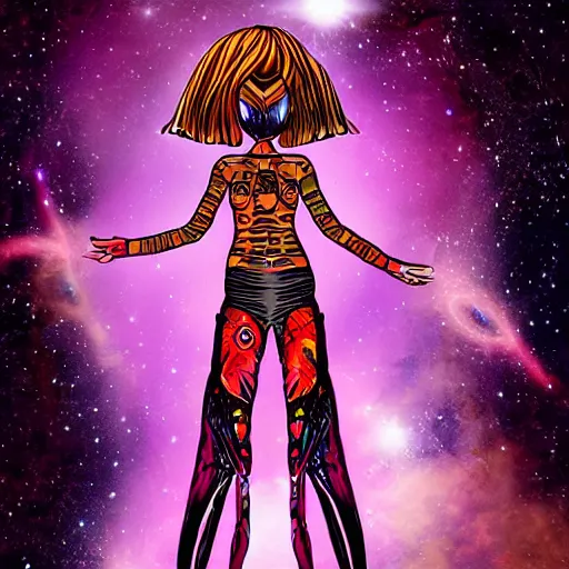 Prompt: alien girl space fashion dmt scifi