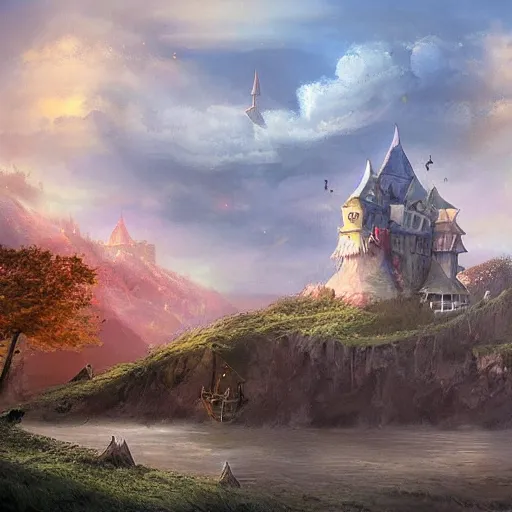 Image similar to a beautiful matte painting of fort floating in the sky by mai anh tran,