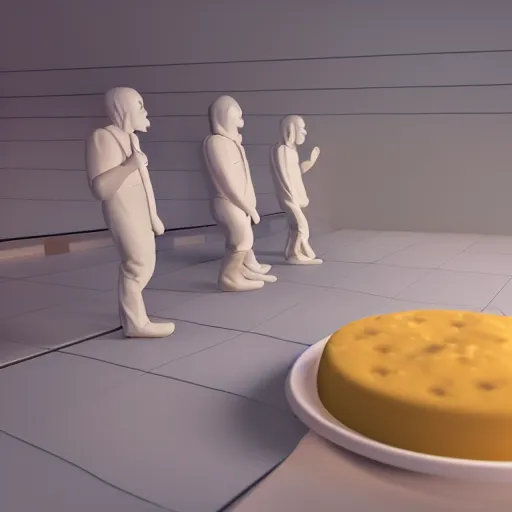 Prompt: people made of cheese cinema 4d render, Ray tracing reflection, natural lighting, Unreal Engine award winning photography