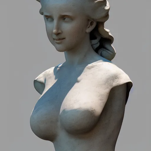 Image similar to a statue of a woman in a white dress, a marble sculpture by luca della robbia, featured on zbrush central, new sculpture, marble sculpture, made of plastic, ambient occlusion