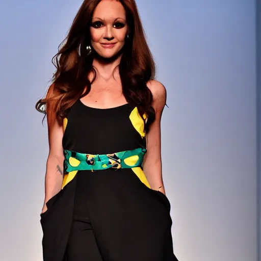 Image similar to April O'Neill on the catwalk as a fashion model