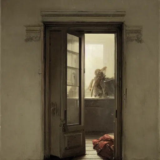 Image similar to a surreal painting by willem claesz heda of a doorway to imagination, intricate, elegant, masterpiece, trending on artstation, extremely detailed