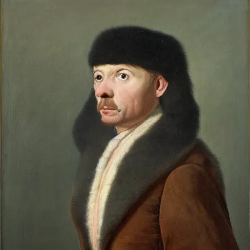 Image similar to Portrait of a Ferret with brown face markings in a general outfit , painted by Jan Willem Pieneman, Courageous, Bold, painting