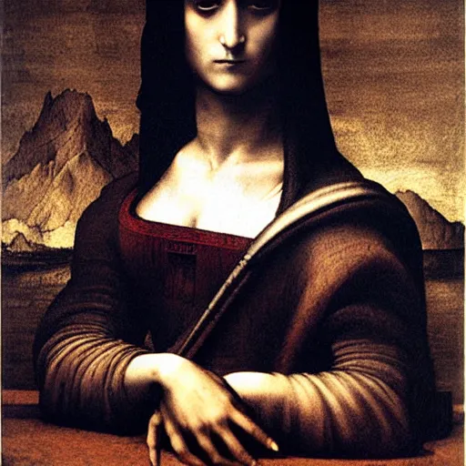 Image similar to goth woman by leonardo da vinci