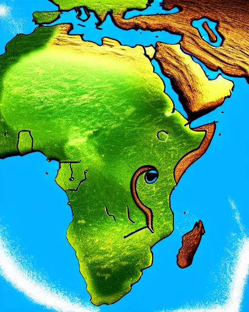 Image similar to a extremely ultra highly detailed majestic hi - res ultra highly detailed logo of africa, zoom out, 8 k, high textures, ultra hyper sharp, insanely detailed and intricate, super detailed, 8 k hdr ultra high quality