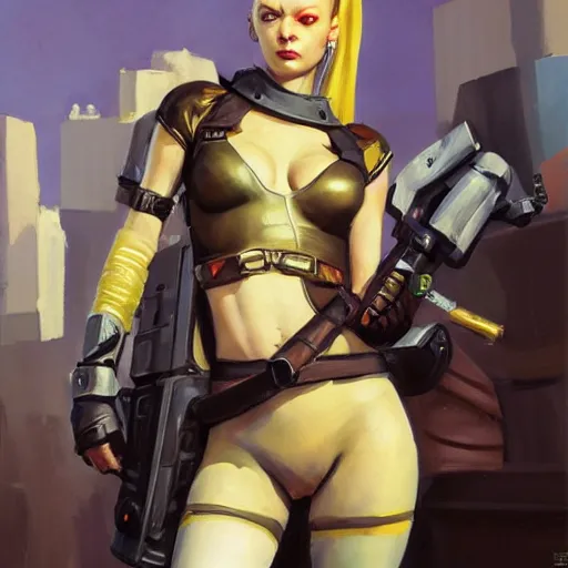 Prompt: greg manchess portrait painting of partially armored leeloo from the 5 th element as overwatch character, medium shot, asymmetrical, profile picture, organic painting, sunny day, matte painting, bold shapes, hard edges, street art, trending on artstation, by huang guangjian, gil elvgren, ruan jia, randy vargas, greg rutkowski