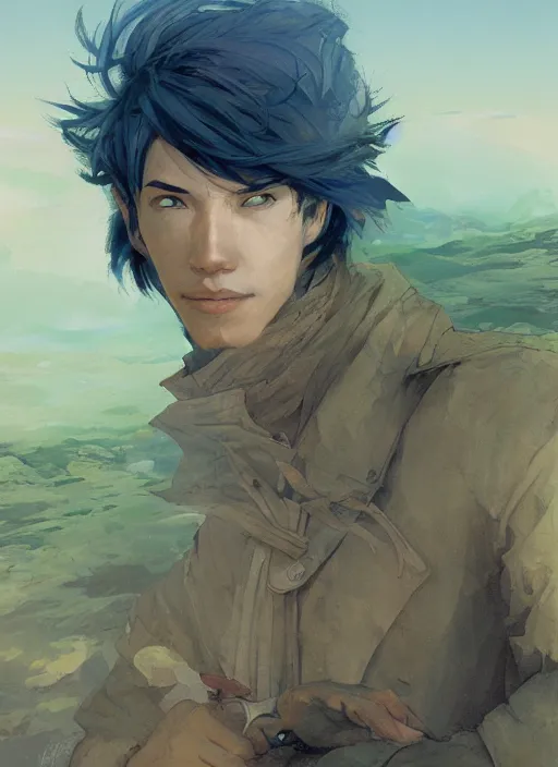 Prompt: a portrait of a male character with his nose cut off in a scenic environment by Ross Tran and by Jesper Ejsing and by Mikalojus Konstantinas Ciurlionis