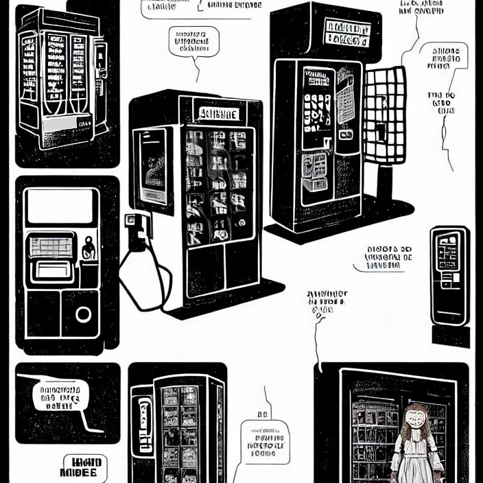 Image similar to sadie sink as a miner in a minimalist old - fashioned automated kiosk / vending machine with options to choose from. storyboard, scifi cyberpunk. by gabriel hardman, joe alves, chris bonura. cinematic atmosphere, detailed and intricate, perfect anatomy