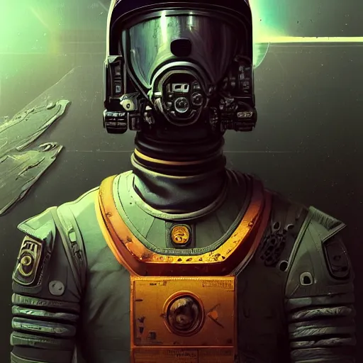 Image similar to portrait of a space roman soldier, spqr. intricate abstract. cyberpunk, vhs glitch. full face broken helmet. intricate artwork. nightmare fuel. terrifying. empty oxygen tank. by Tooth Wu, wlop, beeple, dan mumford. octane render, trending on artstation, greg rutkowski very coherent symmetrical artwork. cinematic, hyper realism, high detail, octane render, 8k, iridescent accents, black and white