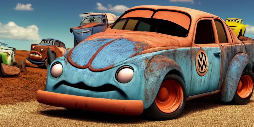 Image similar to mater from pixar cars is a volkswagen jetta