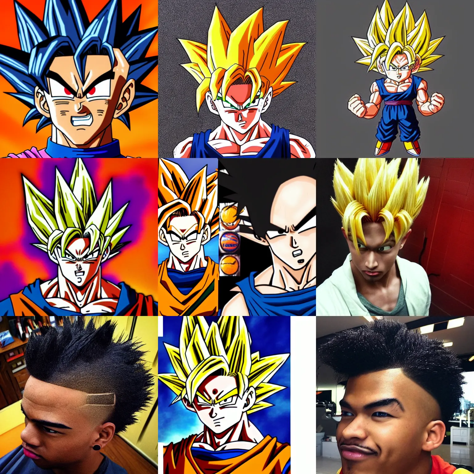 Image similar to dragon ball z goku with a hightop fade