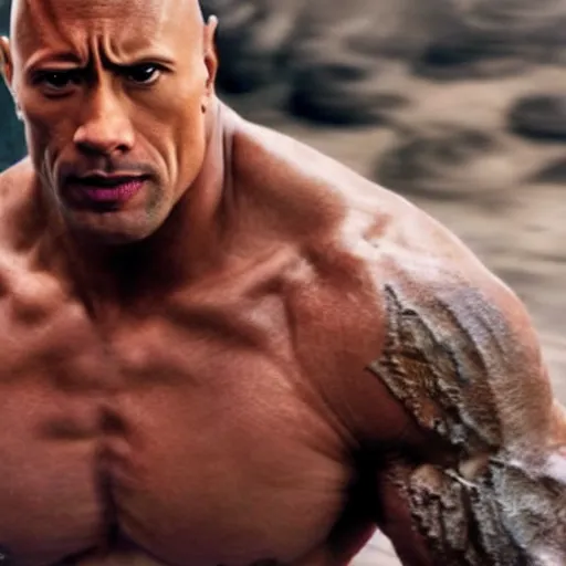 Prompt: dwayne the rock johnson as jagi in fist of the north star, 4 k