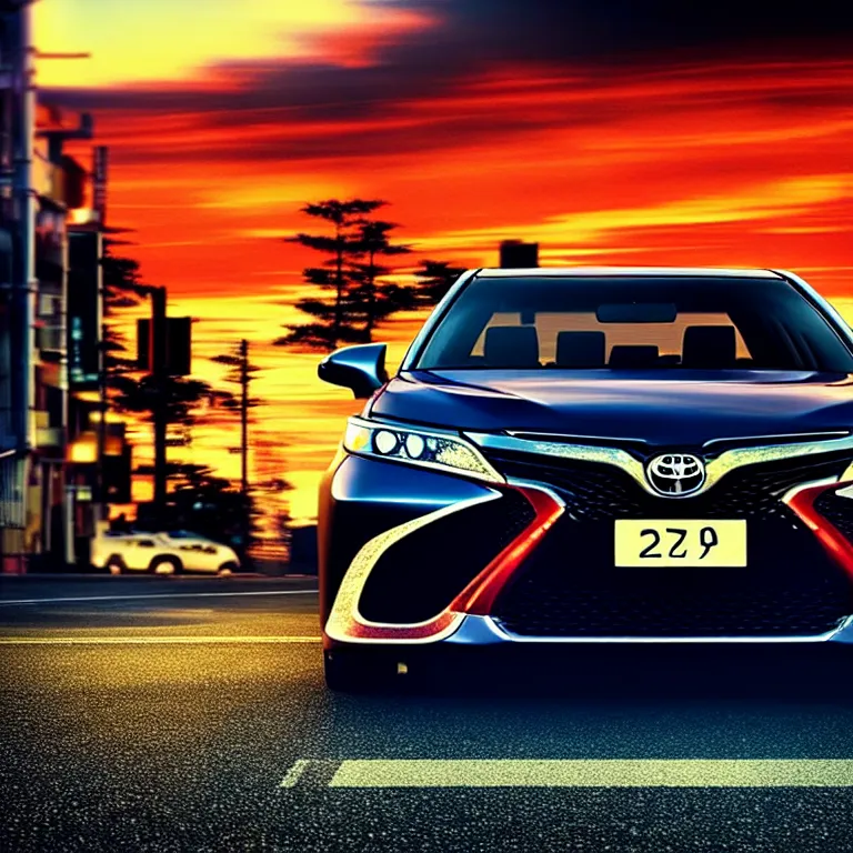 Prompt: close-up-photo TOYOTA CAMRY XV20 middle of street, sunset kanagawa prefecture, night, cinematic color, photorealistic, highly detailed,