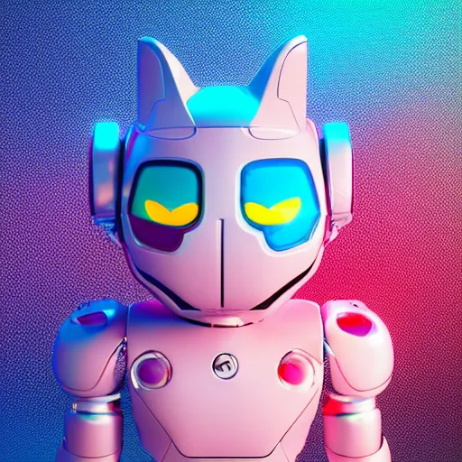 Prompt: kawaii robot cat, 3D character very realistic, very colourful, cinematic lighting, soft neon, octane render, trending on Artstation