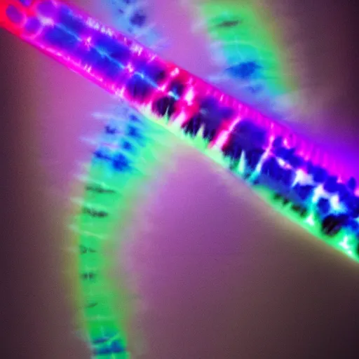 Image similar to a tie dye light saber, photography