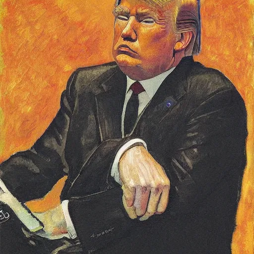 Image similar to donald trump painted by ferdinand hodler