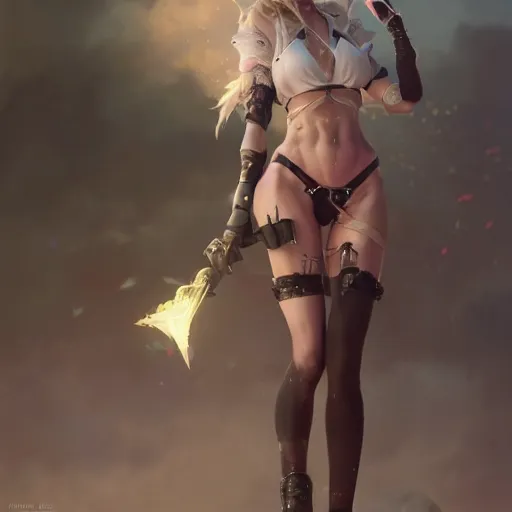 Image similar to kerli koiv as cindy aurum from final fantasy 1 5, character concept art, sharp, digital matte painting, art by greg rutkowski, wlop, dramatic lighting, trending on artstation
