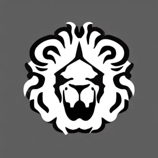 Image similar to minimal vector logo of a laughing lion head